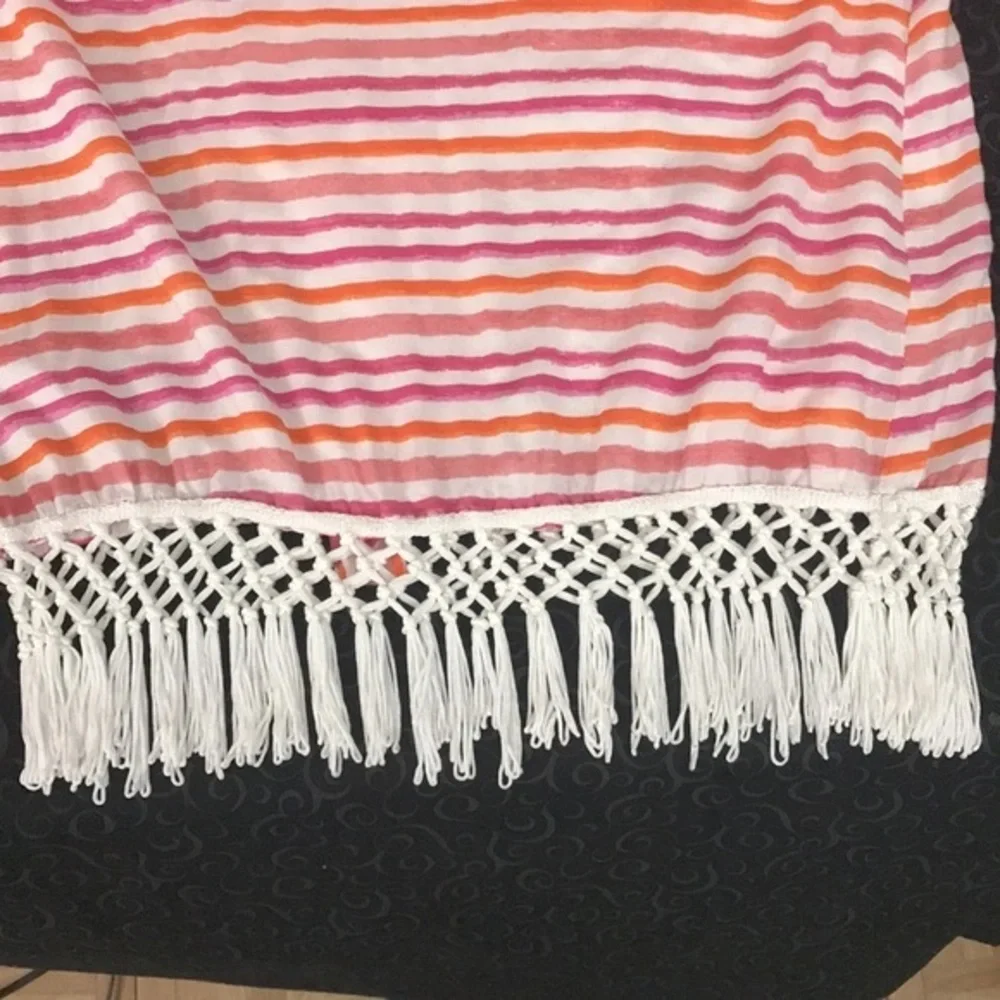 MudPie striped/tasseled Beach Coverup Small